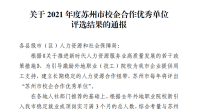 全球专业的电子竞技平台,浩方电竞平台获评2021年度苏州校企合作优秀单位